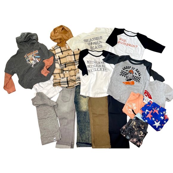 Boys Fall Clothing Lot Halloween Size 4-5 - Cat & Jack/Hurley/Vans - Picture 1 of 13